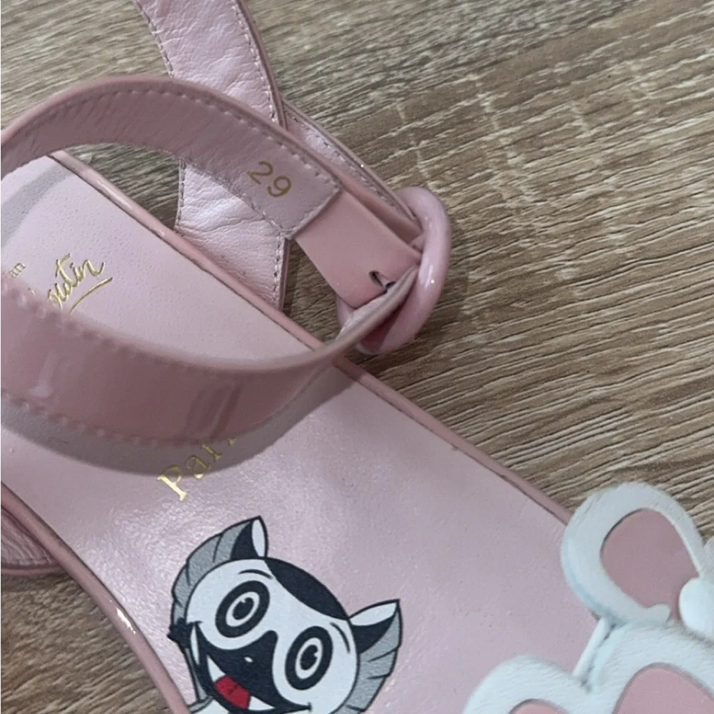 Christian Louboutin Pensatoi Light Pink Flower Leather Sandals Size 29/11‎